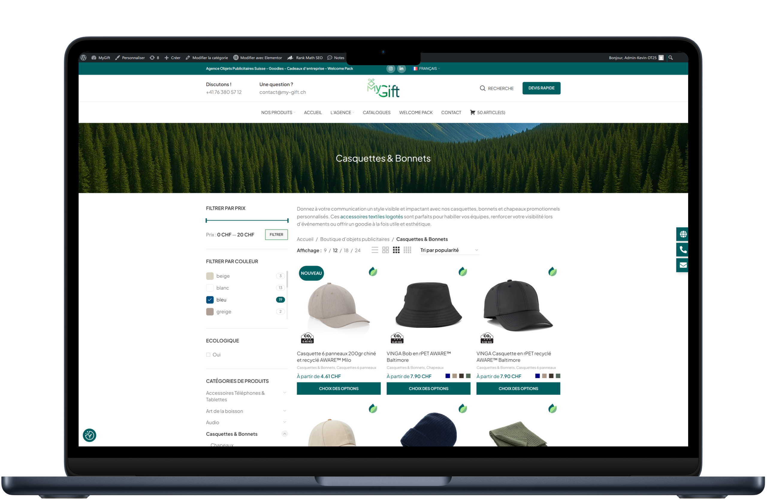 Aperçu site de vente en ligne mygift-promotionnal.ch